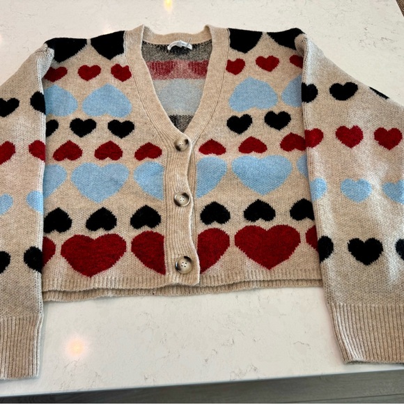 Free the Roses Sweaters - Free the Roses Multicolor Heart Cardigan